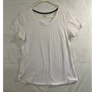 Zelos Short Sleeve T-Shirt Women Small White Scoop Neck Curved Hem Activewear